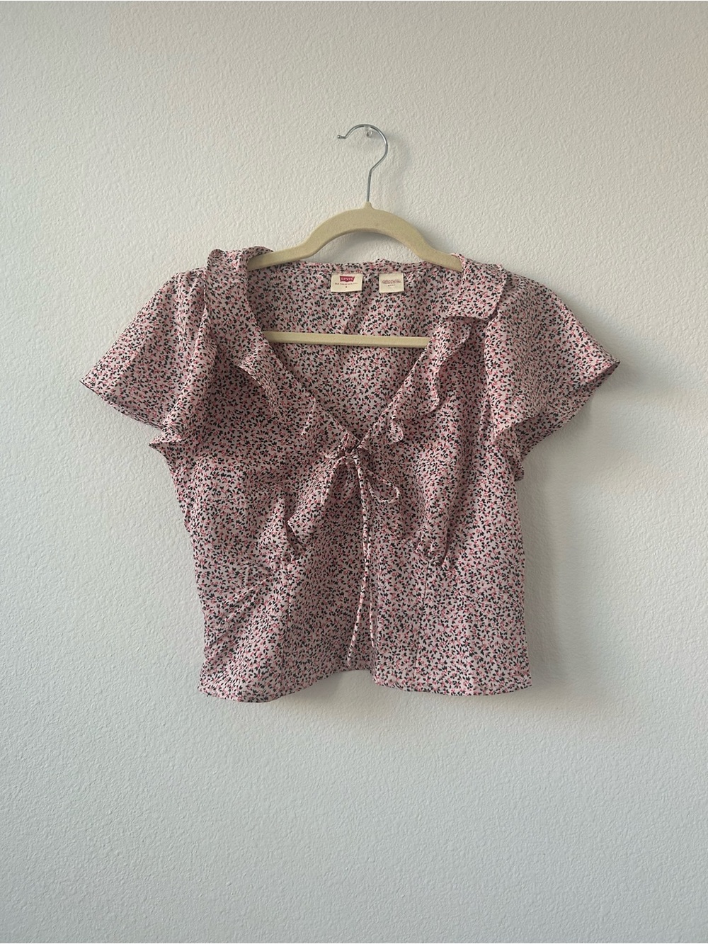 Levis Pink Floral Tie-Front Blouse